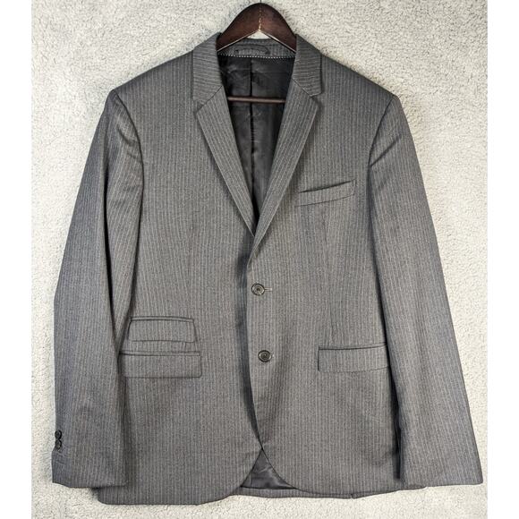 Neil Barrett Sport Coat Wool Notch Lapel‎ Mens 40 Gray Pinstripe Italian Blazer - Picture 6 of 15